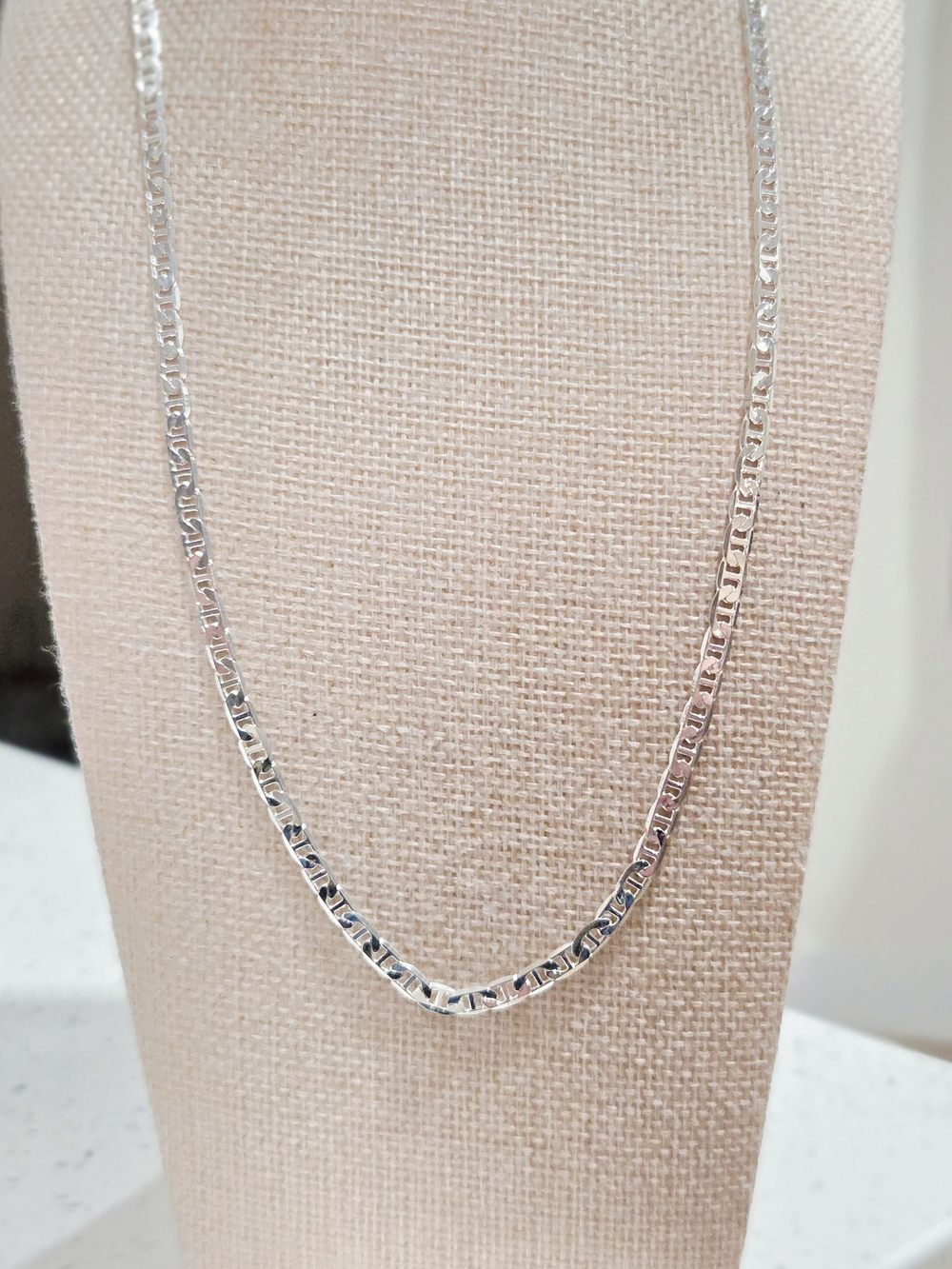 Sterling Silver Figaro Link Necklace - Sterling Silver 925